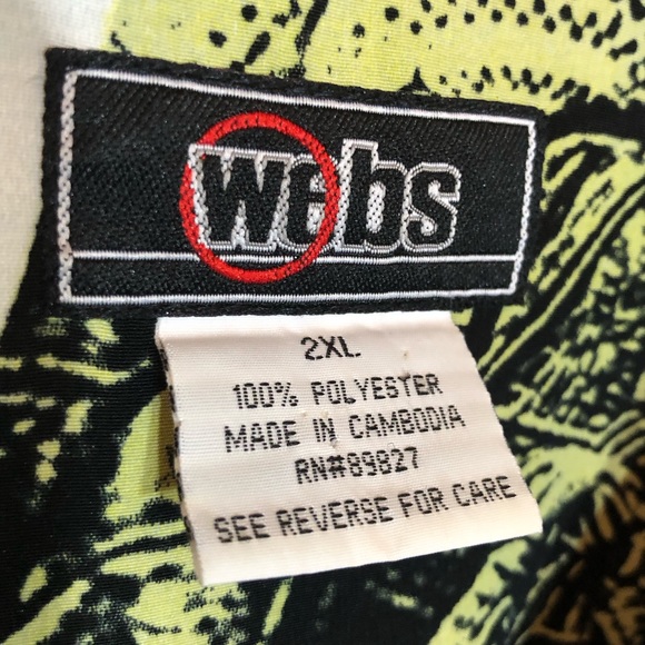 WEBS Jean Co. Vintage Y2K Button Down Shirt 2XL Cool All Over Print Urban-wear - Picture 10 of 11